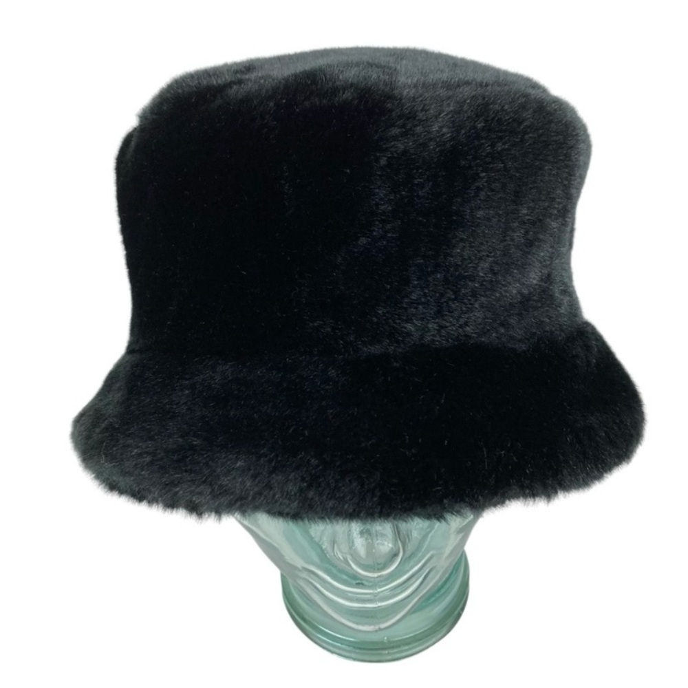 Faux Fur Black Bucket Hat